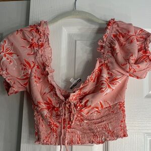 Skylar + Madison Pink and Red Floral Crop Top